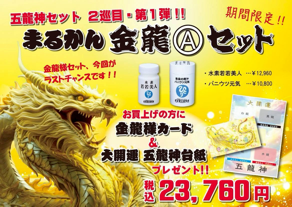 【金龍２巡目Aセット】水素若若美人１本　パニウツ元気１本のセット商品です